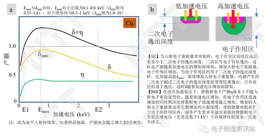 二次電子和背散射電子產(chǎn)額隨加速電壓的變化