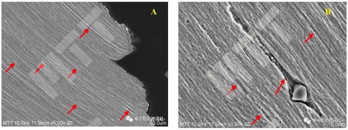 NG扭簧斷口浸蝕后截面組織形貌